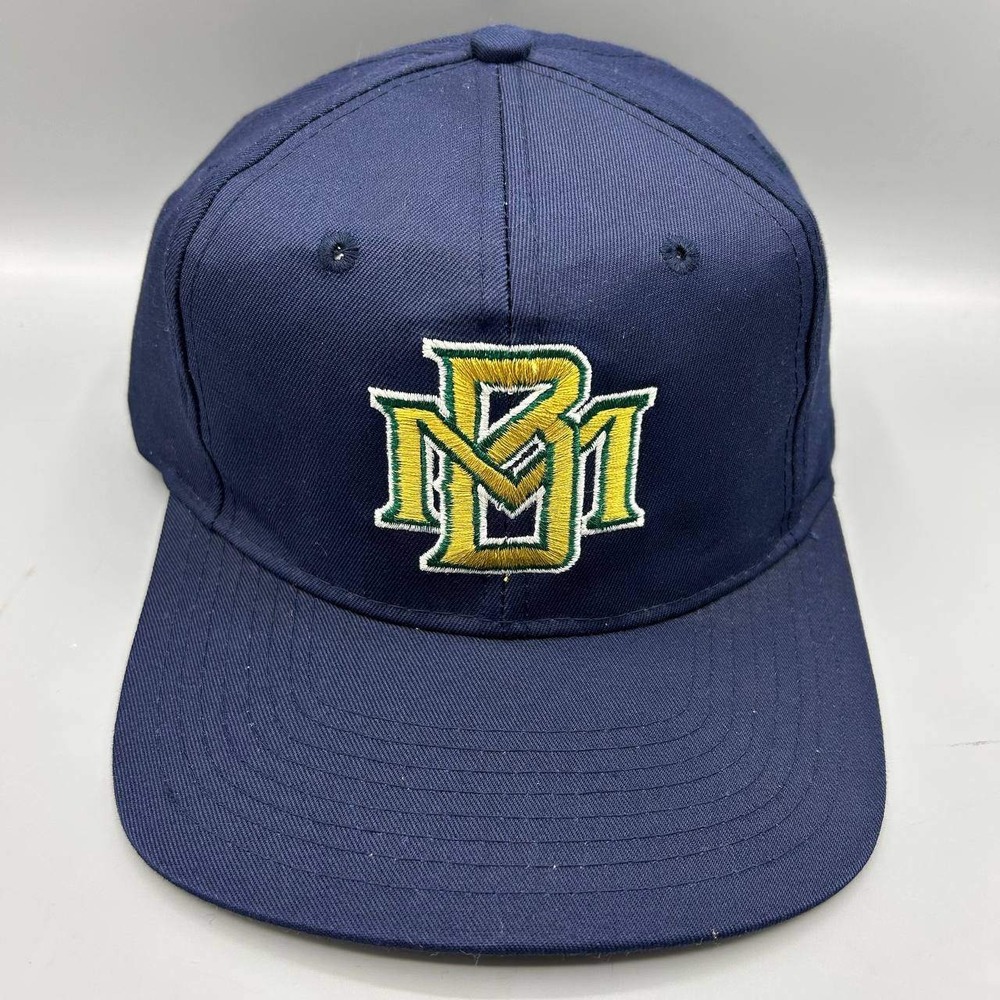 Vintage Milwaukee Brewers Hat Men Blue Gray MLB Competitor Snap Back Cap